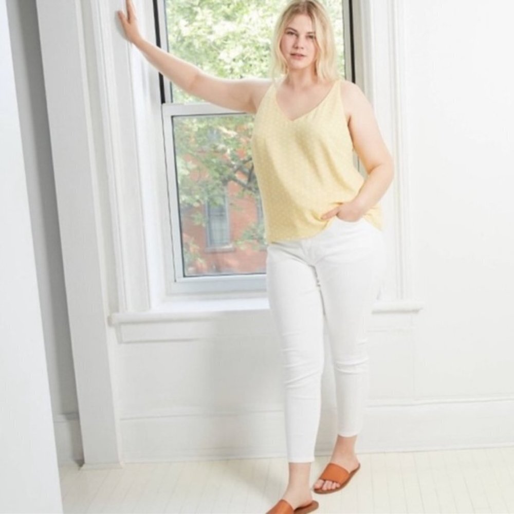 A New Day Tank Top Yellow Polka Dot Essential Camisole Flowy Womens